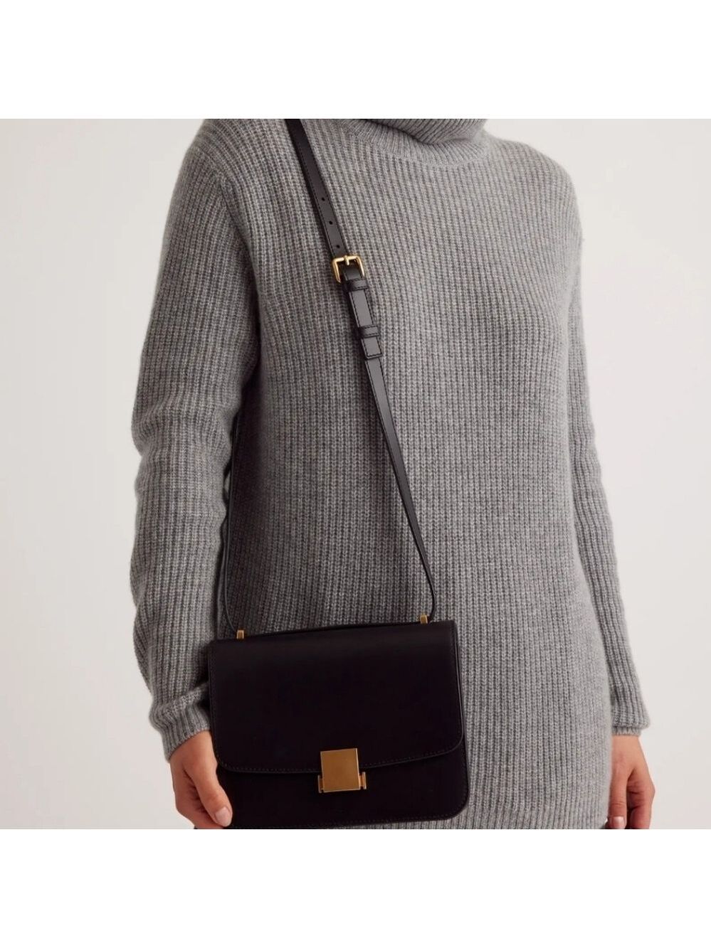 New Gorgeous. Our Italian Leather Black Box Shoulder Bag - Picture 7 of 7